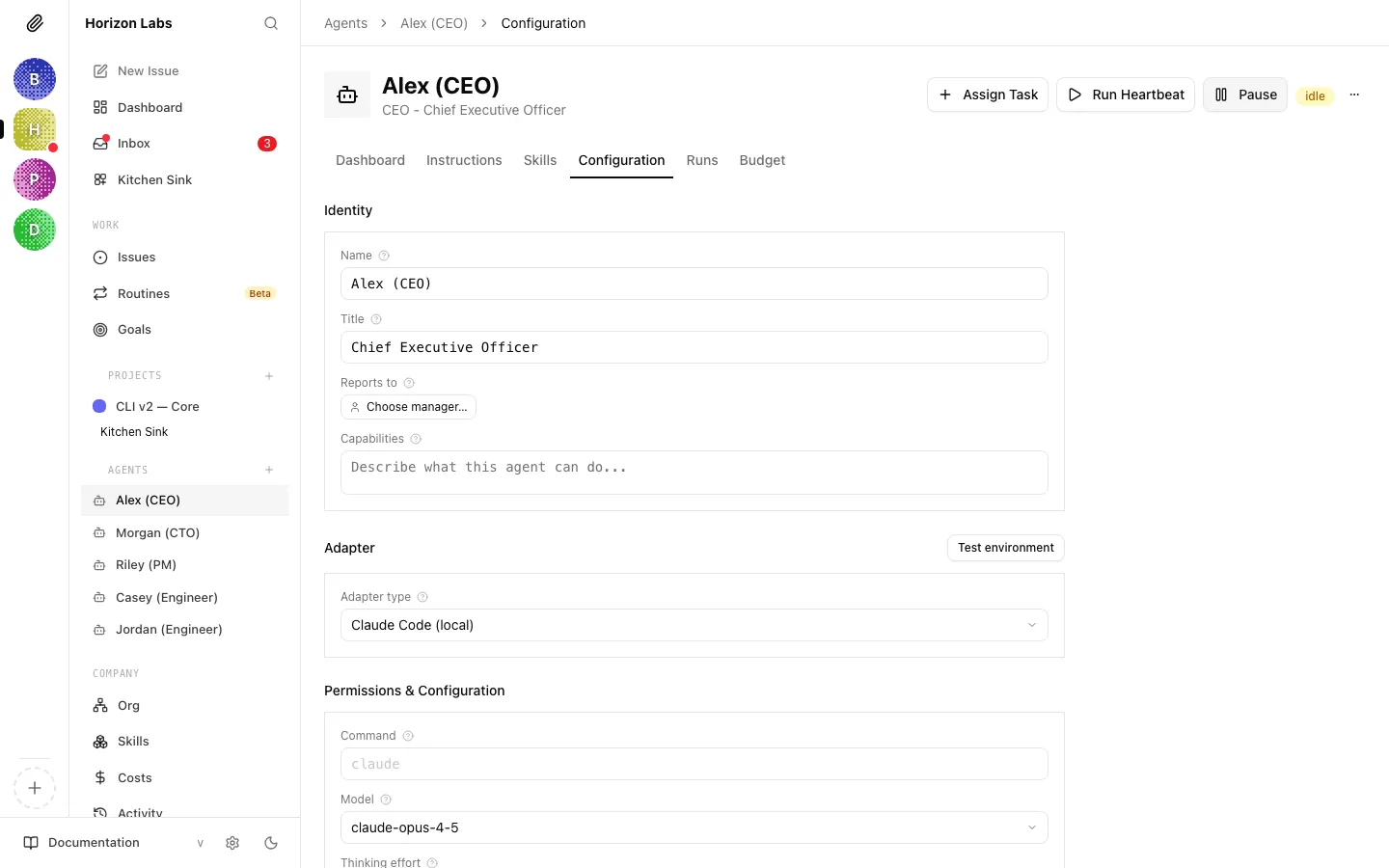 Agent configuration with the Reports to dropdown expanded, selecting a new manager